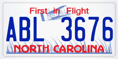 NC license plate ABL3676