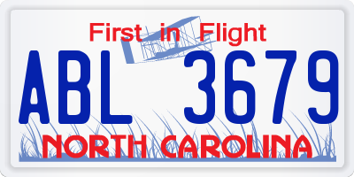 NC license plate ABL3679