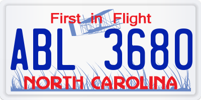 NC license plate ABL3680