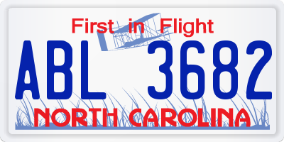 NC license plate ABL3682