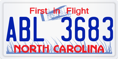 NC license plate ABL3683