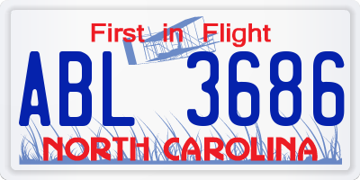 NC license plate ABL3686