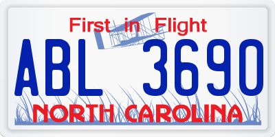 NC license plate ABL3690