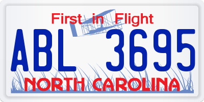 NC license plate ABL3695