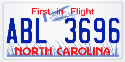 NC license plate ABL3696