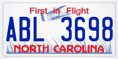 NC license plate ABL3698