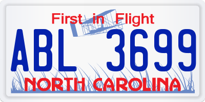 NC license plate ABL3699