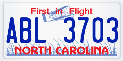 NC license plate ABL3703