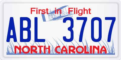 NC license plate ABL3707