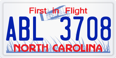 NC license plate ABL3708