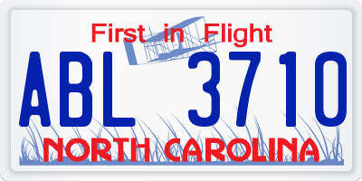 NC license plate ABL3710