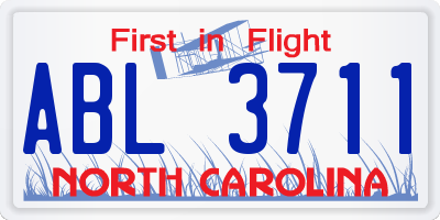 NC license plate ABL3711
