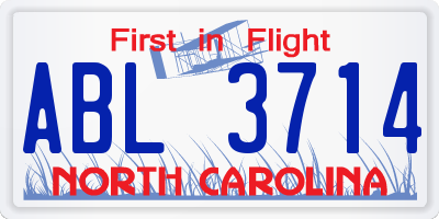 NC license plate ABL3714