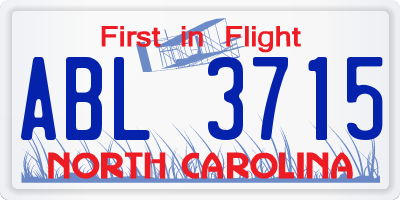 NC license plate ABL3715