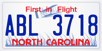 NC license plate ABL3718