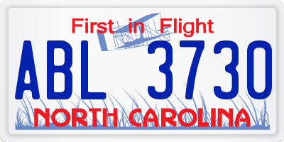 NC license plate ABL3730