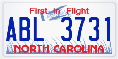 NC license plate ABL3731