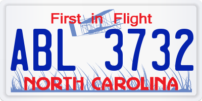 NC license plate ABL3732