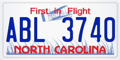 NC license plate ABL3740