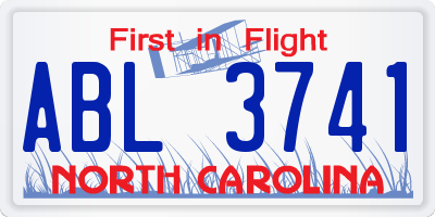 NC license plate ABL3741