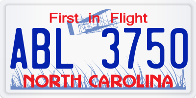 NC license plate ABL3750