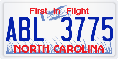 NC license plate ABL3775