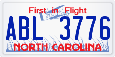 NC license plate ABL3776