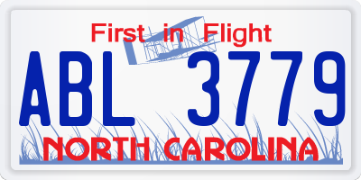 NC license plate ABL3779