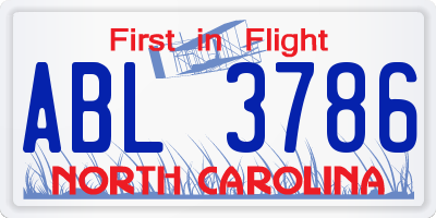 NC license plate ABL3786