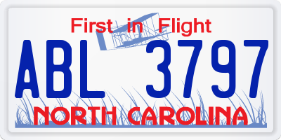 NC license plate ABL3797