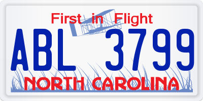 NC license plate ABL3799