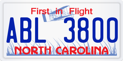 NC license plate ABL3800