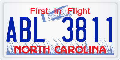NC license plate ABL3811