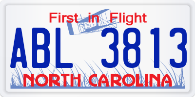 NC license plate ABL3813
