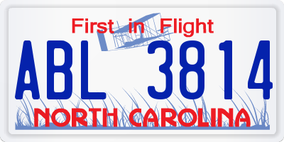 NC license plate ABL3814