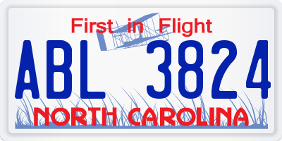 NC license plate ABL3824