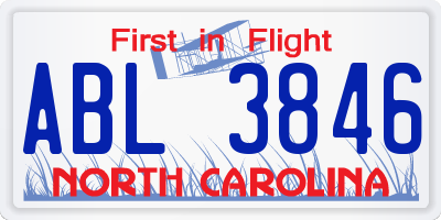 NC license plate ABL3846