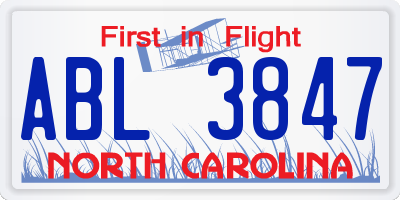 NC license plate ABL3847