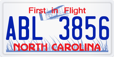 NC license plate ABL3856