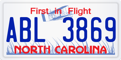 NC license plate ABL3869