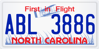 NC license plate ABL3886
