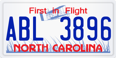 NC license plate ABL3896