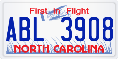 NC license plate ABL3908