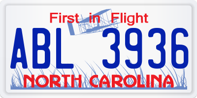NC license plate ABL3936