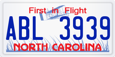 NC license plate ABL3939