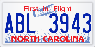 NC license plate ABL3943