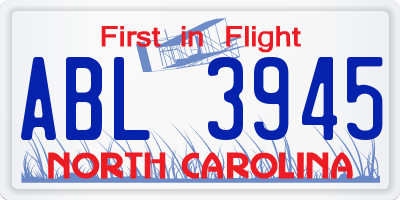 NC license plate ABL3945