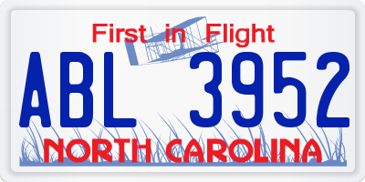 NC license plate ABL3952