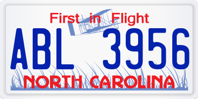 NC license plate ABL3956