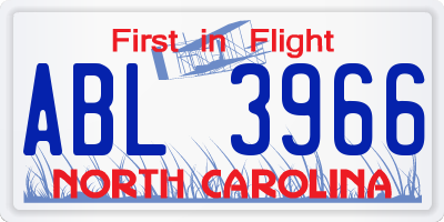 NC license plate ABL3966
